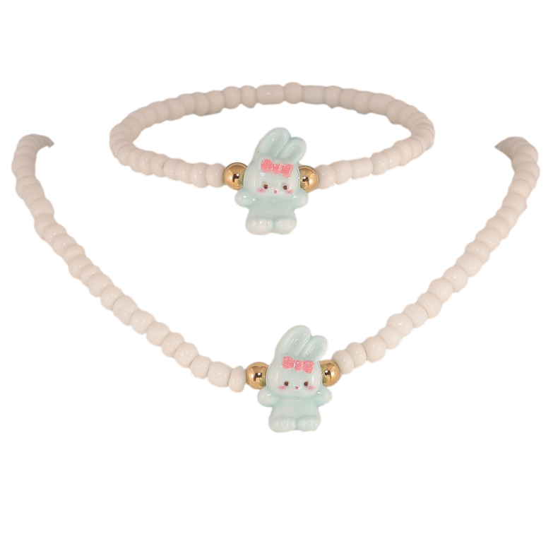 Набір дитячий Xuping TTM Stainless Steel Колір 14К Кольє Браслет «Зайчик» на гумці фото №1 Набір дитячий Xuping TTM Stainless Steel Колір 14К Кольє Браслет «Зайчик» на гумці фото №1