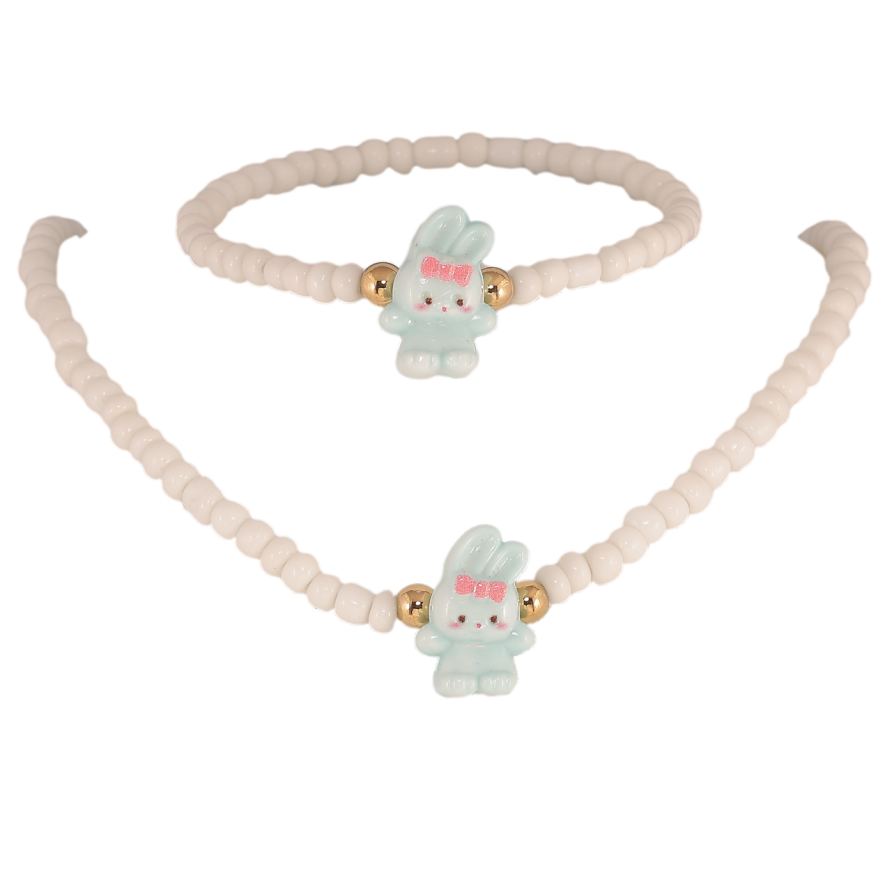 Набір дитячий Xuping TTM Stainless Steel Колір 14К Кольє Браслет «Зайчик» на гумці фото №1 Набір дитячий Xuping TTM Stainless Steel Колір 14К Кольє Браслет «Зайчик» на гумці фото №1