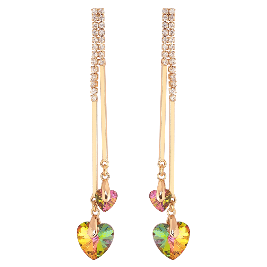 Сережки Xuping колір 18К з кристалами Swarovski пусети «Підвіски з кришталевими сердечками Vitrail Medium» фото №1 Сережки Xuping колір 18К з кристалами Swarovski пусети «Підвіски з кришталевими сердечками Vitrail Medium» фото №1