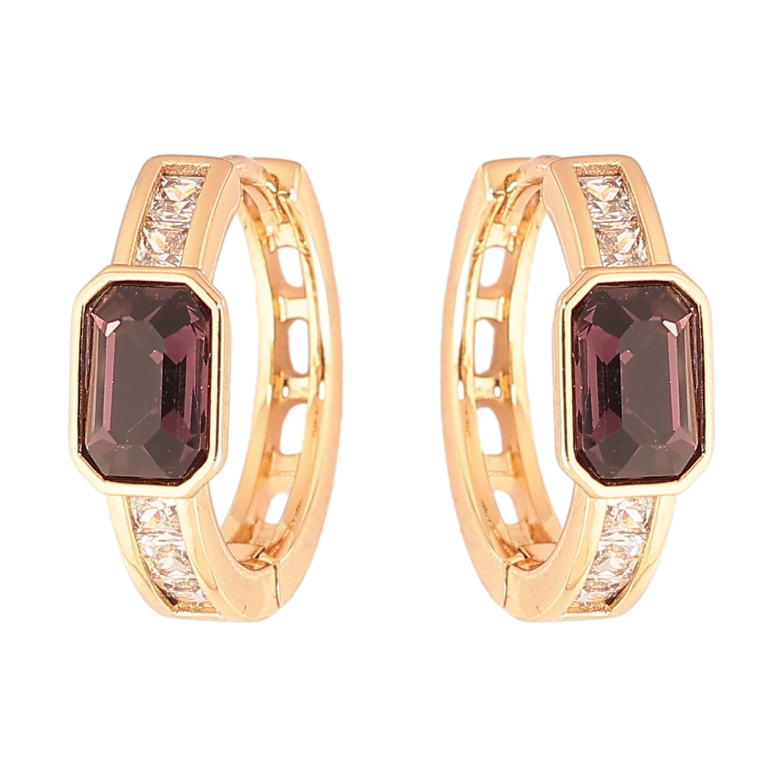 Сережки Xuping колір 18К з кристалами Swarovski колечка «Кристали Burgundy» фото №1