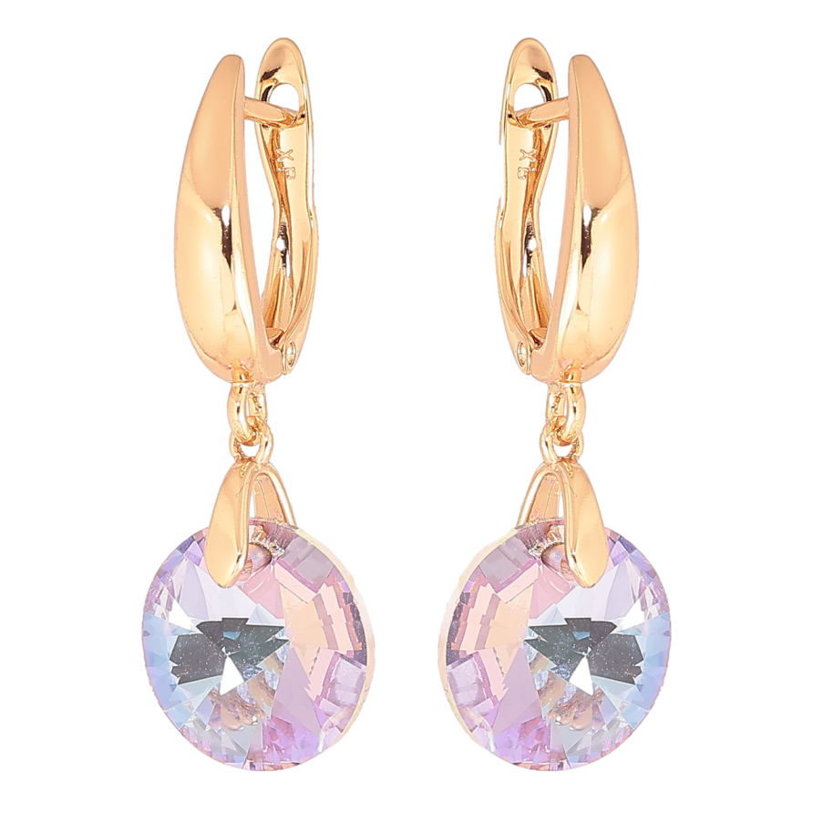 Серьги Xuping цвет 18К с кристаллами Swarovski английский замок Кристаллы Paradise Shine ø 12мм фото №1