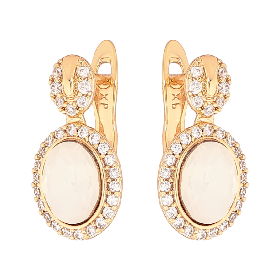 Серьги Xuping цвет 18К с кристаллами Swarovski английский замок Узор с кристаллами White Opal фото №1 Серьги Xuping цвет 18К с кристаллами Swarovski английский замок Узор с кристаллами White Opal фото №1