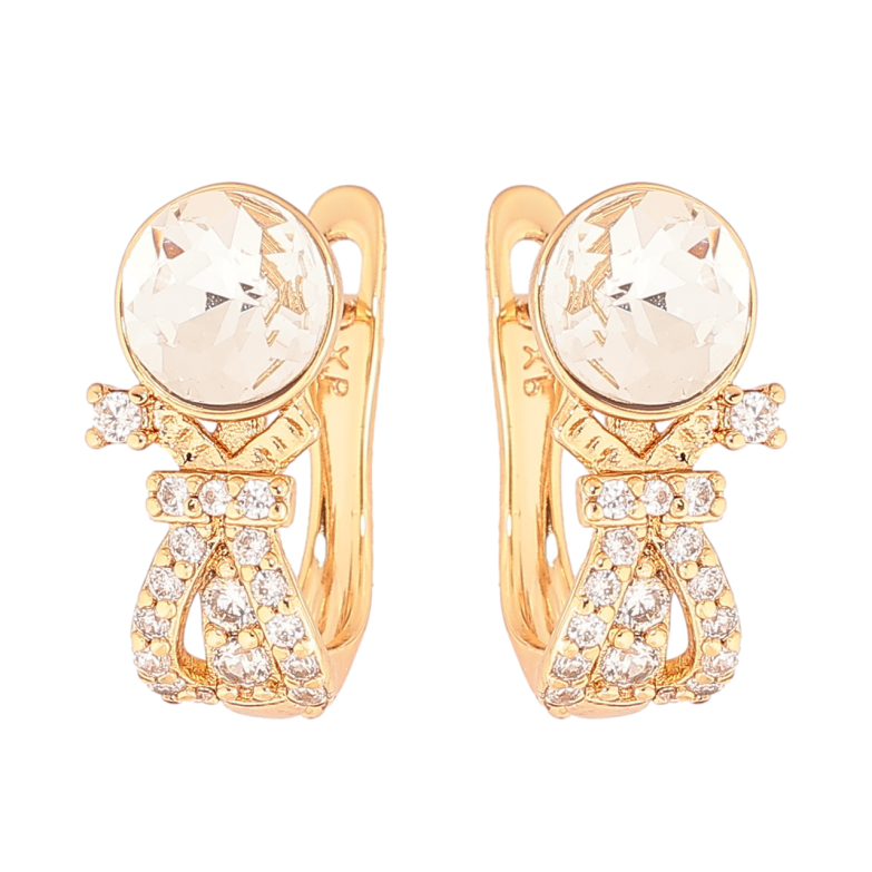 Серьги Xuping цвет 18К с кристаллами Swarovski английский замок Узор с кристаллами Clear фото №1