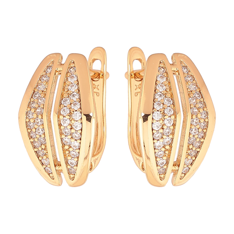 Сережки Xuping Позолота 18K англійський замок «Візерунок з інкрустацією кристалами» фото №1 Сережки Xuping Позолота 18K англійський замок «Візерунок з інкрустацією кристалами» фото №1
