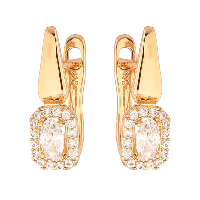 Сережки Xuping Позолота 18K англійський замок «Візерунок з інкрустацією кристалами» фото №1