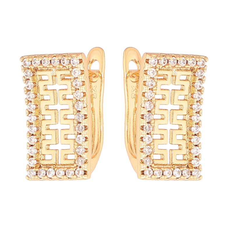 Серьги Xuping Позолота 18K английский замок Резные прямоугольники с инкрустацией кристаллами фото №1