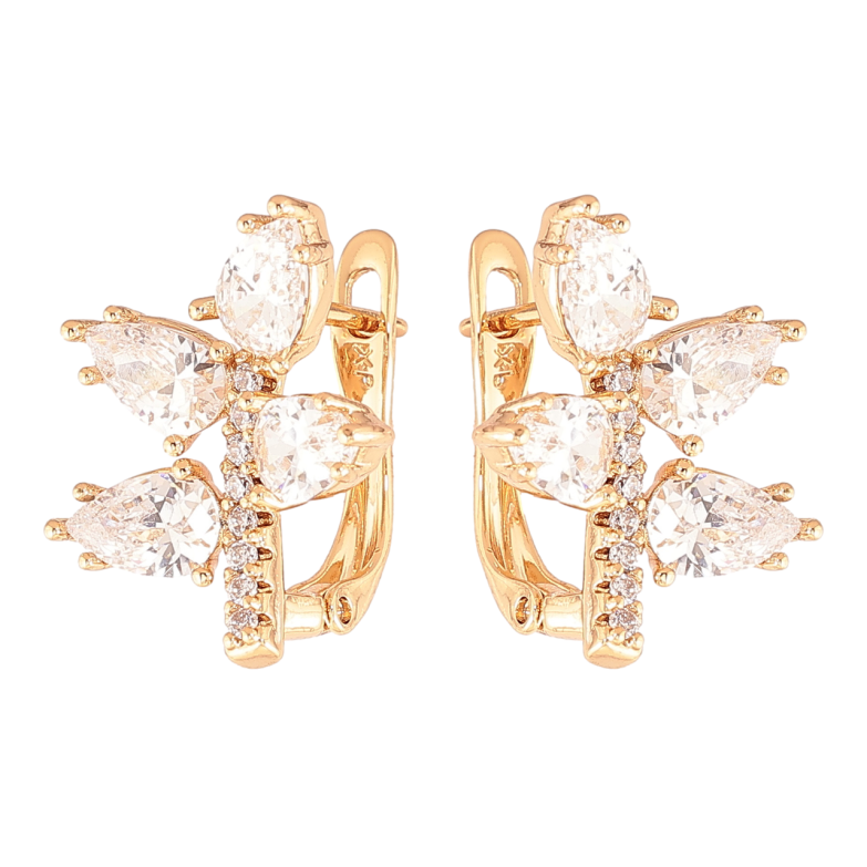 Сережки Xuping Позолота 18K англійський замок «Гілочки з кристалами» фото №1 Сережки Xuping Позолота 18K англійський замок «Гілочки з кристалами» фото №1