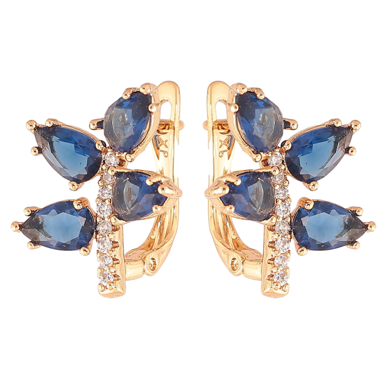 Сережки Xuping Позолота 18K англійський замок «Гілочки з синіми кристалами» фото №1 Сережки Xuping Позолота 18K англійський замок «Гілочки з синіми кристалами» фото №1