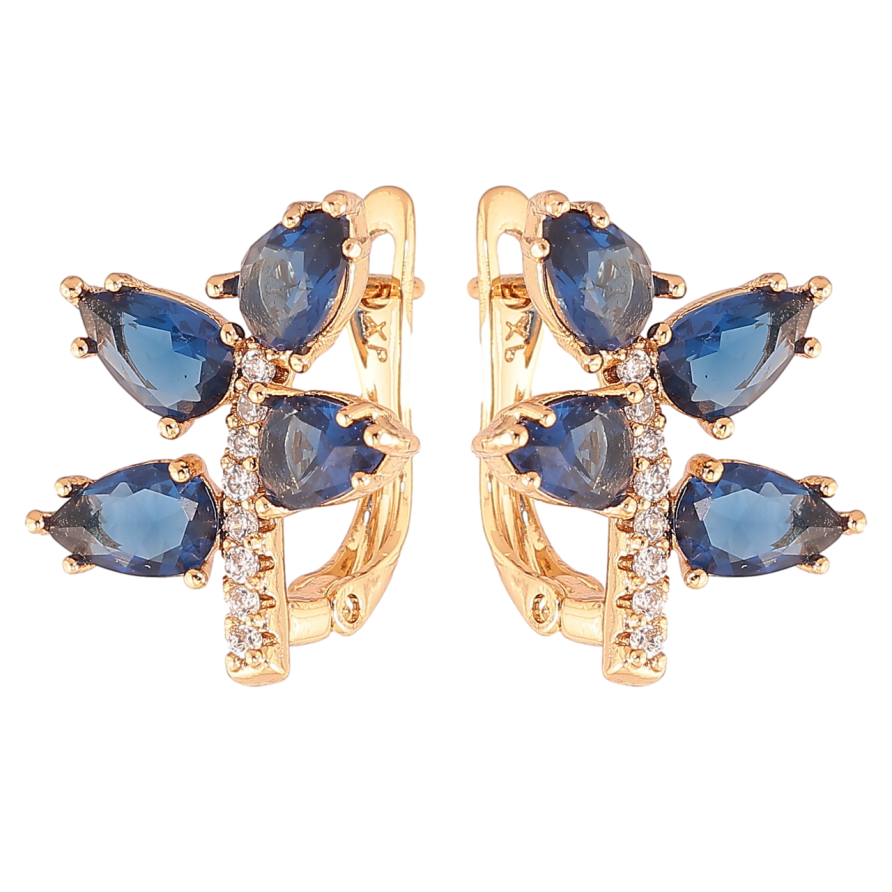 Сережки Xuping Позолота 18K англійський замок «Гілочки з синіми кристалами» фото №1 Сережки Xuping Позолота 18K англійський замок «Гілочки з синіми кристалами» фото №1