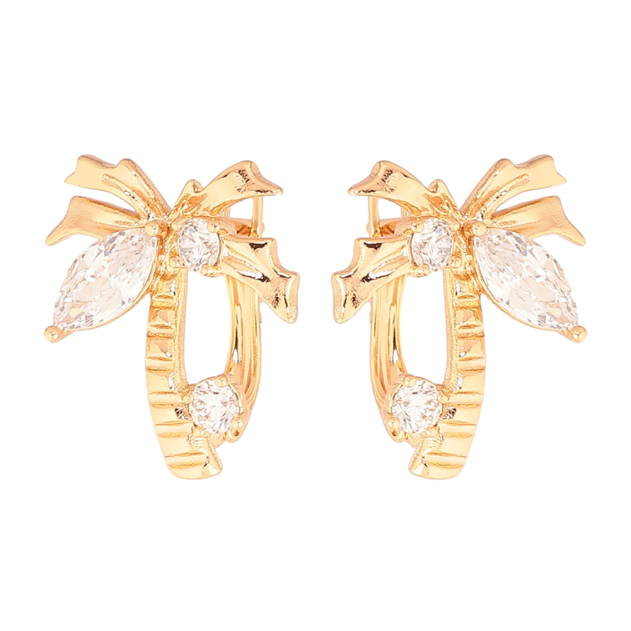 Сережки Xuping Позолота 18K англійський замок «Пальми з кристалами» фото №1