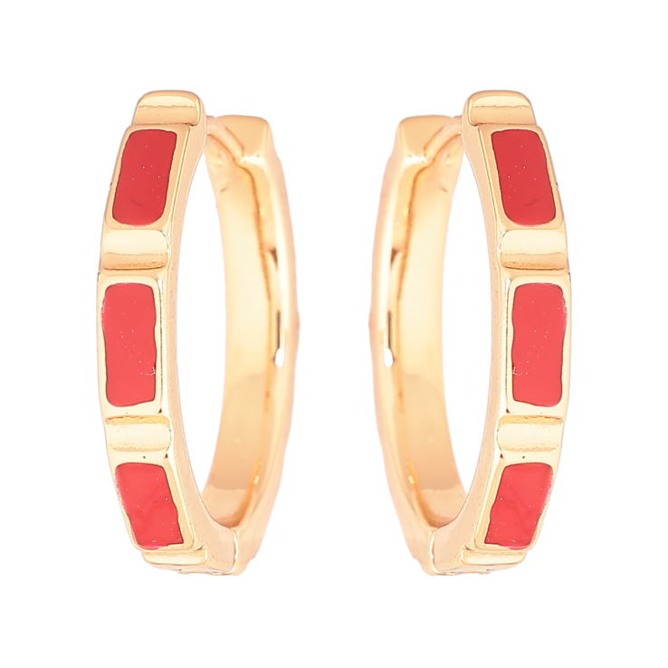 Серьги Xuping Позолота 18K колечки Узор с красной эмалью фото №24 Серьги Xuping Позолота 18K колечки Узор с красной эмалью фото №24