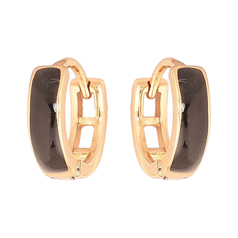 Серьги Xuping Позолота 18K колечки Покраска черной эмалью ø 11мм фото №1