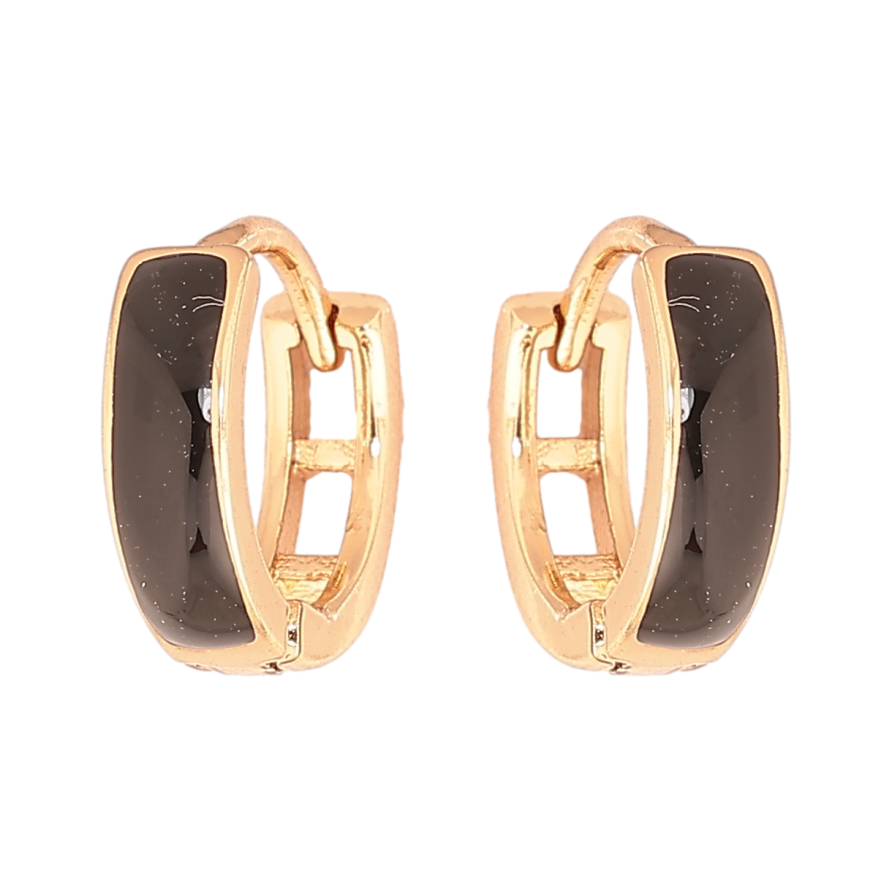 Сережки Xuping Позолота 18K колечка «Пофарбовані чорною емаллю» ø 11мм фото №1