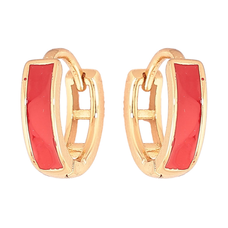 Сережки Xuping Позолота 18K колечка «Пофарбовані червоною емаллю» ø 11мм фото №4