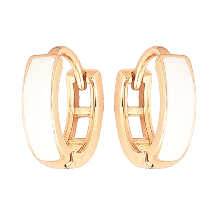 Сережки Xuping Позолота 18K колечка «Пофарбовані білою емаллю» ø 11мм фото №8