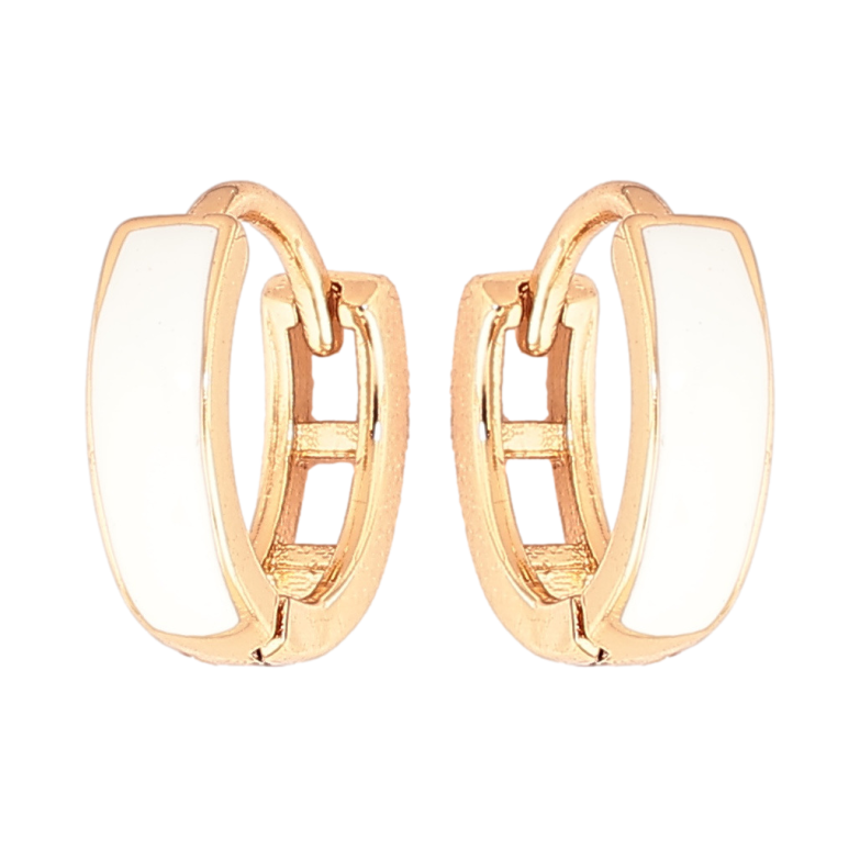 Серьги Xuping Позолота 18K колечки Покраска белой эмалью ø 11мм фото №2