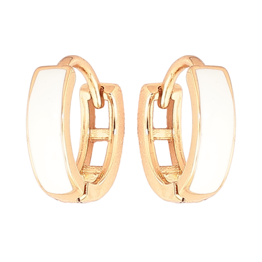 Сережки Xuping Позолота 18K колечка «Пофарбовані білою емаллю» ø 11мм фото №1