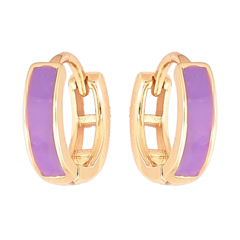 Серьги Xuping Позолота 18K колечки Покраска сиреневой эмалью ø 11мм фото №1