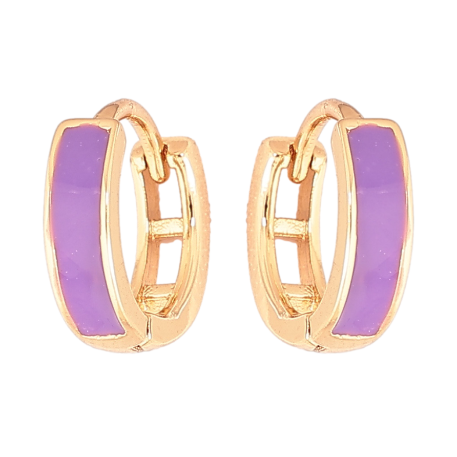 Сережки Xuping Позолота 18K колечка «Пофарбовані бузковою емаллю» ø 11мм фото №1