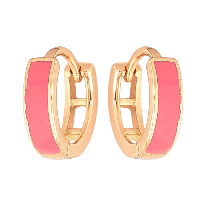 Серьги Xuping Позолота 18K колечки Покраска розовой эмалью ø 11мм фото №1