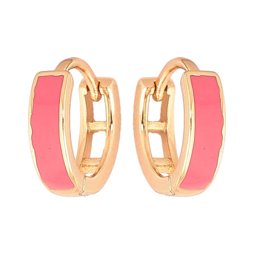 Серьги Xuping Позолота 18K колечки Покраска розовой эмалью ø 11мм фото №1