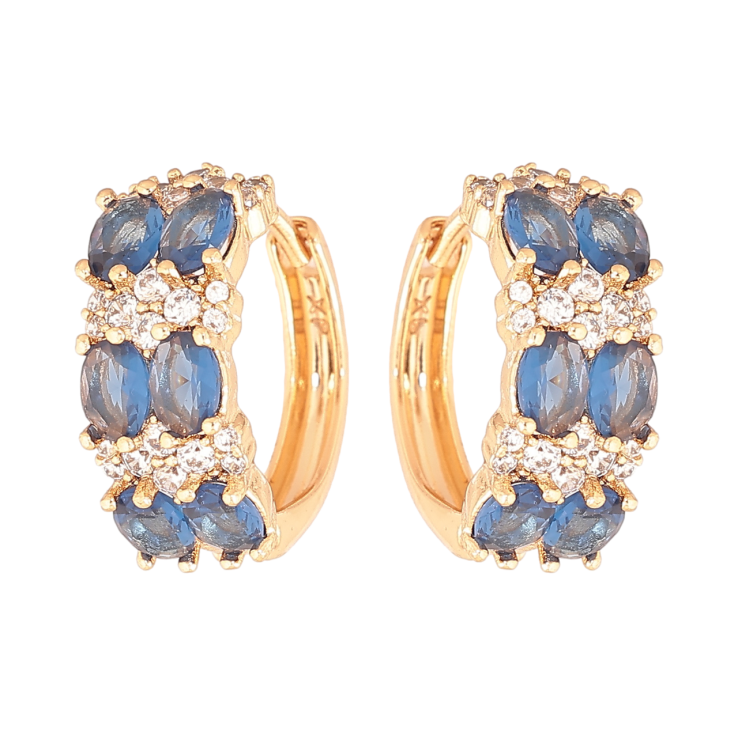 Сережки Xuping Позолота 18K колечка «Інкрустація біло-синіми кристалами» фото №14