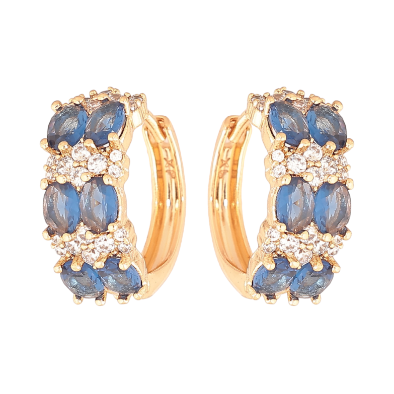 Сережки Xuping Позолота 18K колечка «Інкрустація біло-синіми кристалами» фото №1