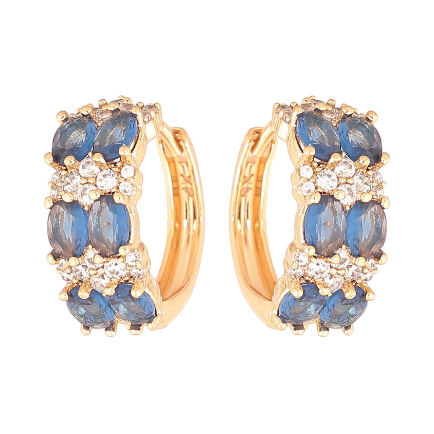 Сережки Xuping Позолота 18K колечка «Інкрустація біло-синіми кристалами» фото №1