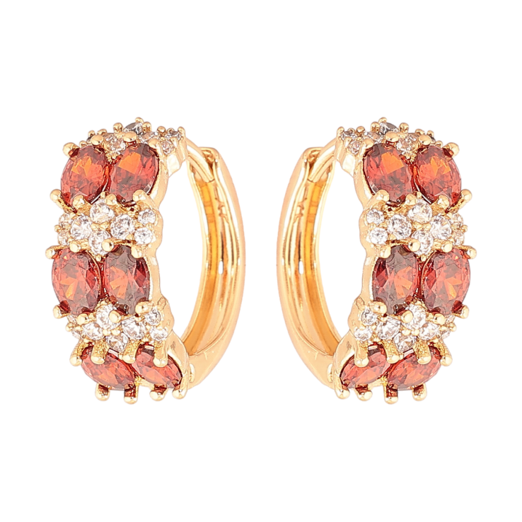 Сережки Xuping Позолота 18K колечка «Інкрустація біло-червоними кристалами» фото №13