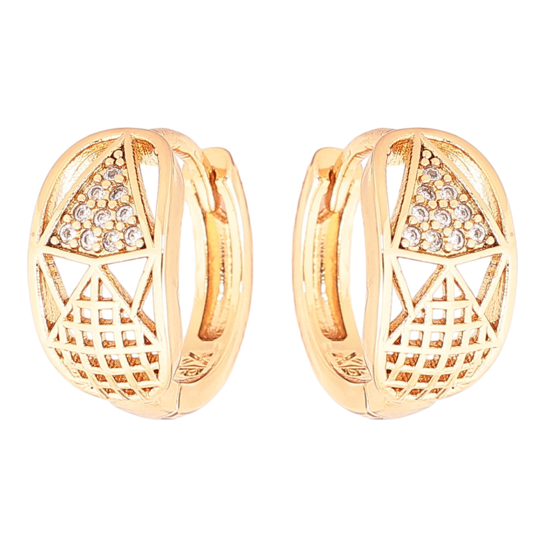 Сережки Xuping Позолота 18K колечка «Візерунок з кристалами» фото №1