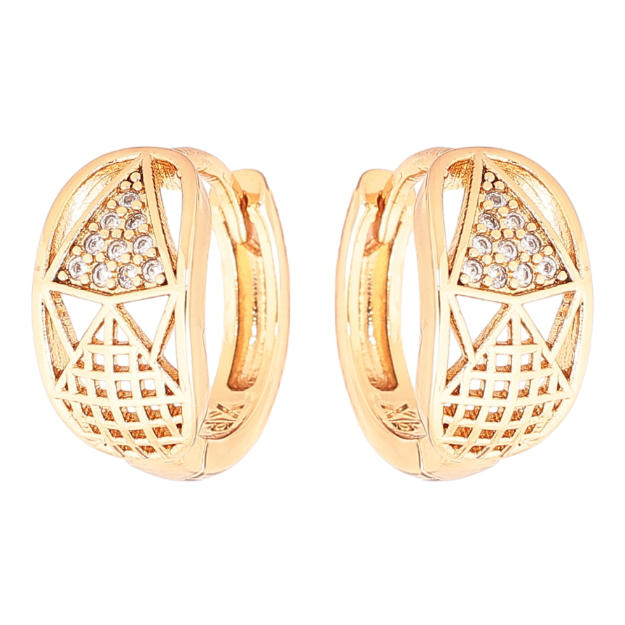Сережки Xuping Позолота 18K колечка «Візерунок з кристалами» фото №1