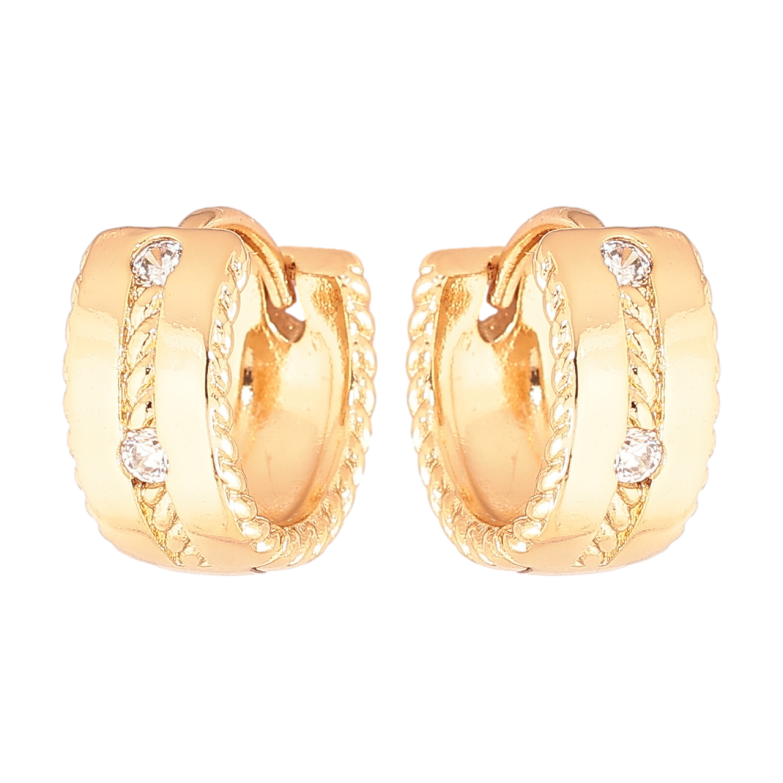 Сережки Xuping Позолота 18K колечка «Візерунок з кристалами» фото №1