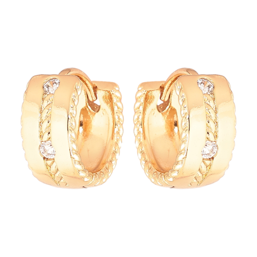 Сережки Xuping Позолота 18K колечка «Візерунок з кристалами» фото №1