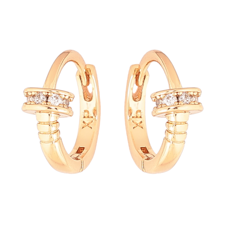 Сережки Xuping Позолота 18K колечка «Візерунок з кристалами» фото №4