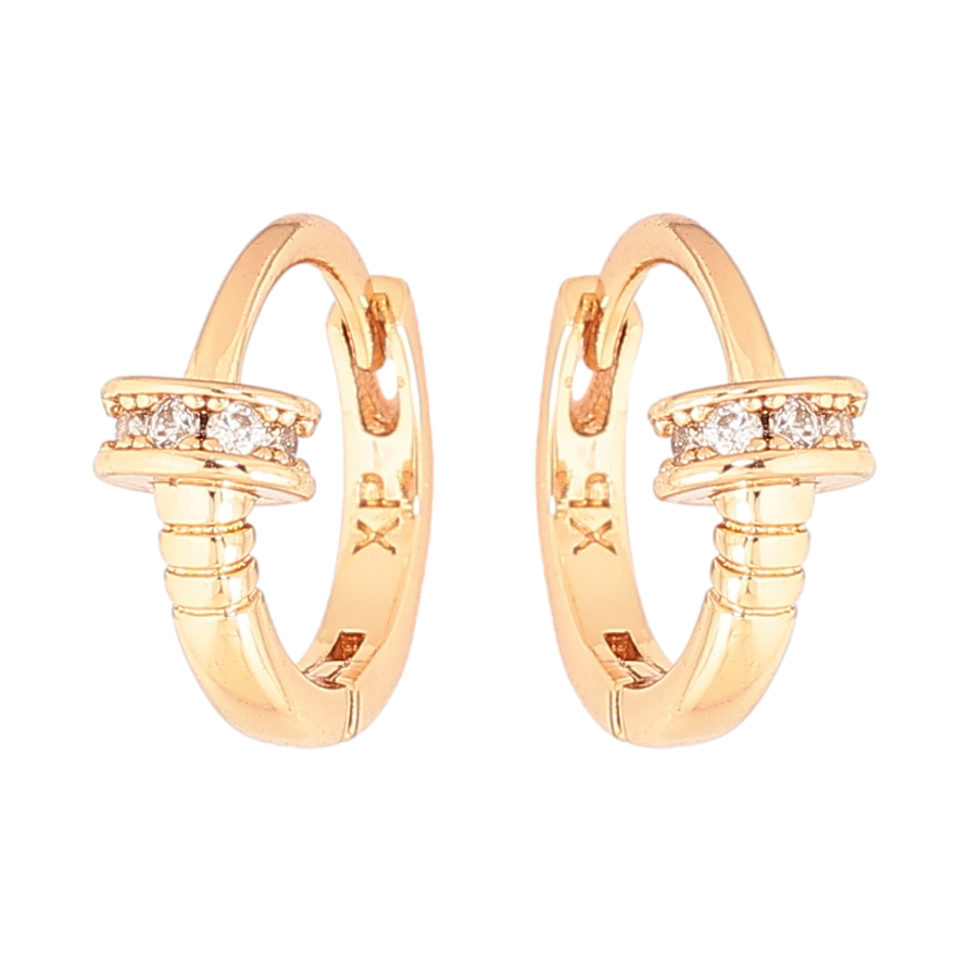 Сережки Xuping Позолота 18K колечка «Візерунок з кристалами» фото №1