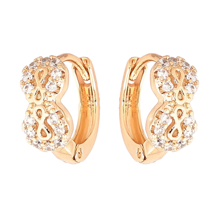 Сережки Xuping Позолота 18K колечка «Вісімки з кристалами» фото №11