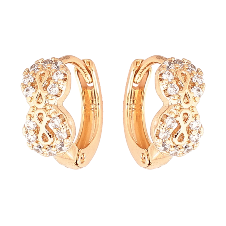 Сережки Xuping Позолота 18K колечка «Вісімки з кристалами» фото №1