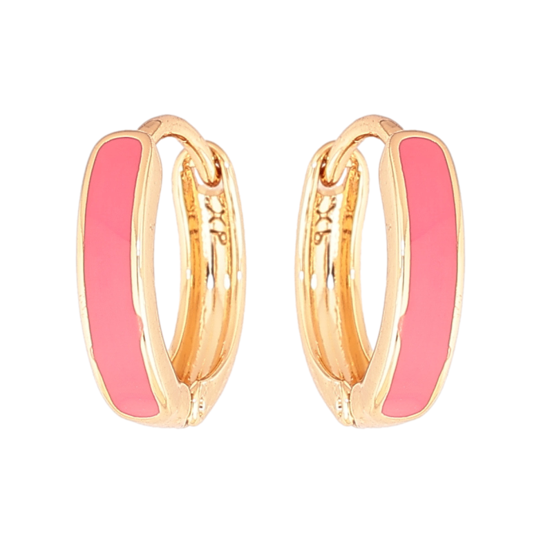 Серьги Xuping Позолота 18K колечки Покраска розовой эмалью ø 14мм фото №1 Серьги Xuping Позолота 18K колечки Покраска розовой эмалью ø 14мм фото №1