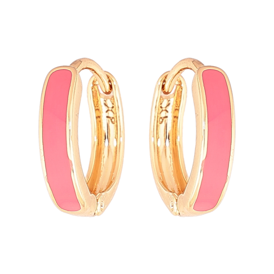 Серьги Xuping Позолота 18K колечки Покраска розовой эмалью ø 14мм фото №1