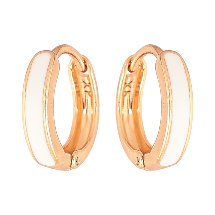 Сережки Xuping Позолота 18K колечка «Пофарбовані білою емаллю» ø 14мм фото №19