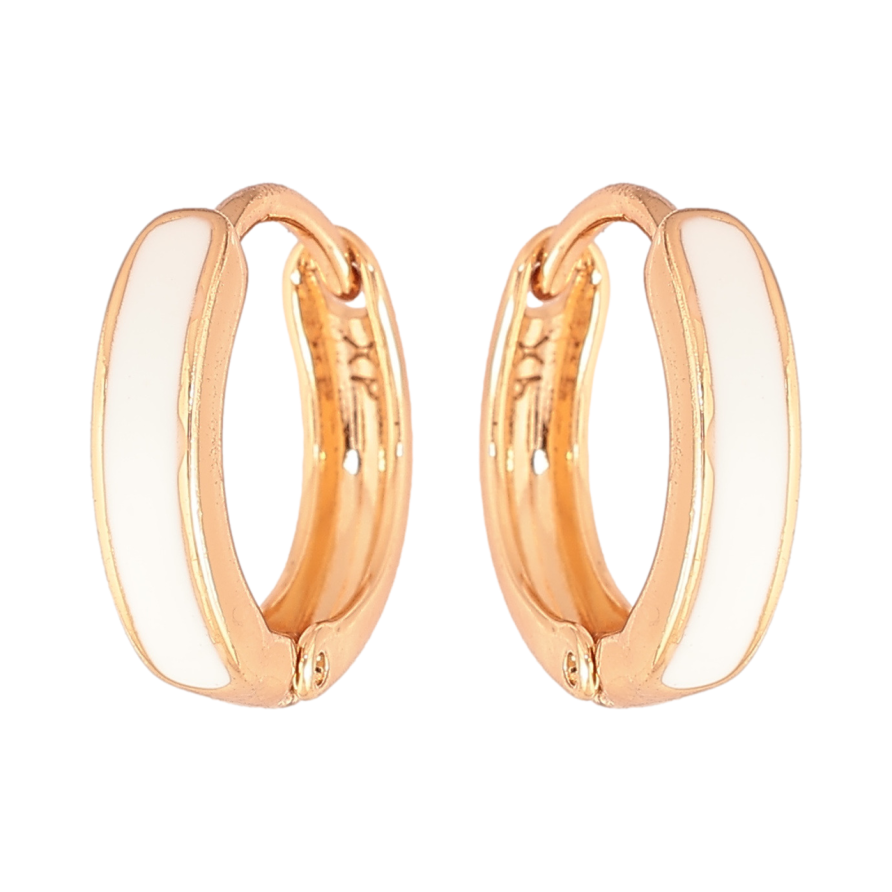 Сережки Xuping Позолота 18K колечка «Пофарбовані білою емаллю» ø 14мм фото №1