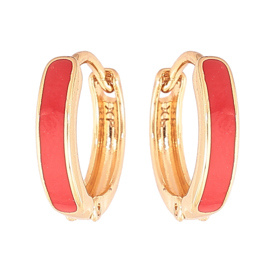 Сережки Xuping Позолота 18K колечка «Пофарбовані червоною емаллю» ø 14мм фото №1