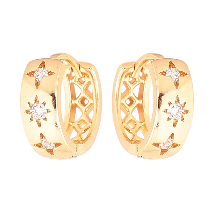 Сережки Xuping Позолота 18K колечка «Візерунок зірки з кристалами» фото №8