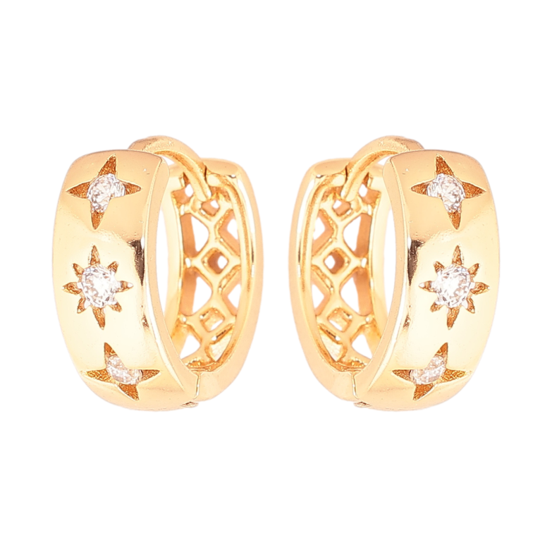 Сережки Xuping Позолота 18K колечка «Візерунок зірки з кристалами» фото №1