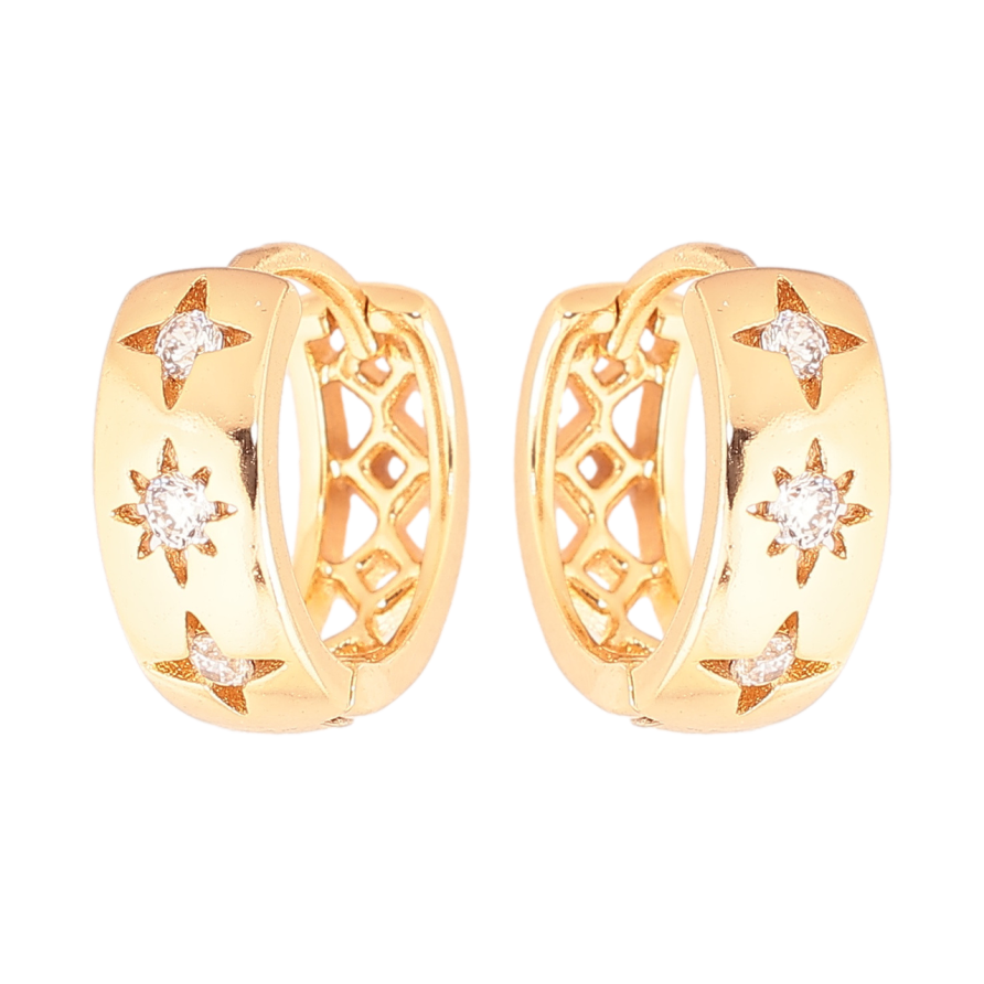 Сережки Xuping Позолота 18K колечка «Візерунок зірки з кристалами» фото №1