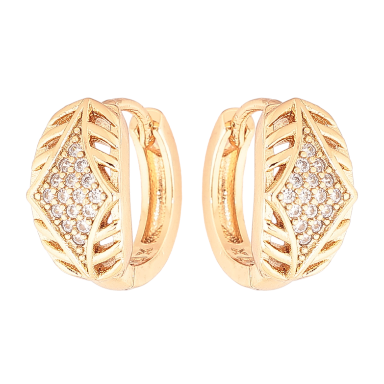 Сережки Xuping Позолота 18K колечка «Різьблений візерунок з кристалами» фото №1