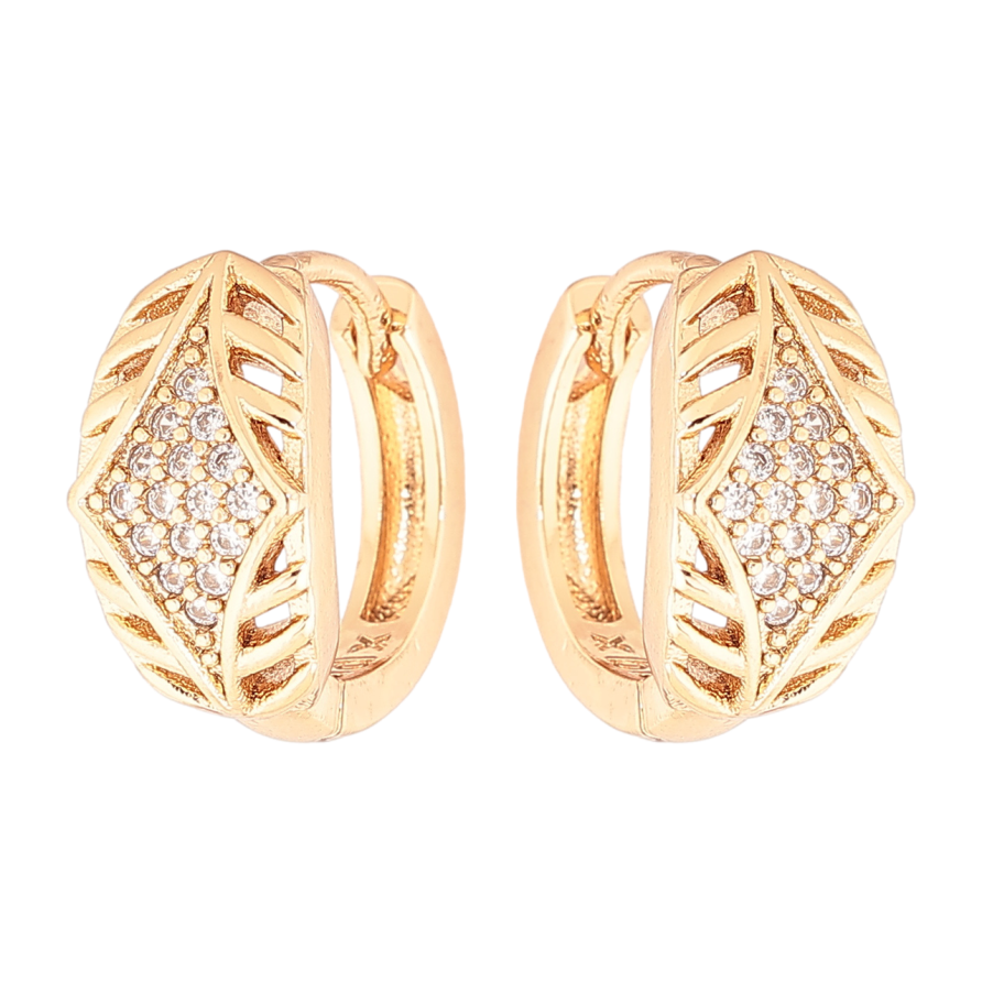 Серьги Xuping Позолота 18K колечки Резной узор с кристаллами фото №1