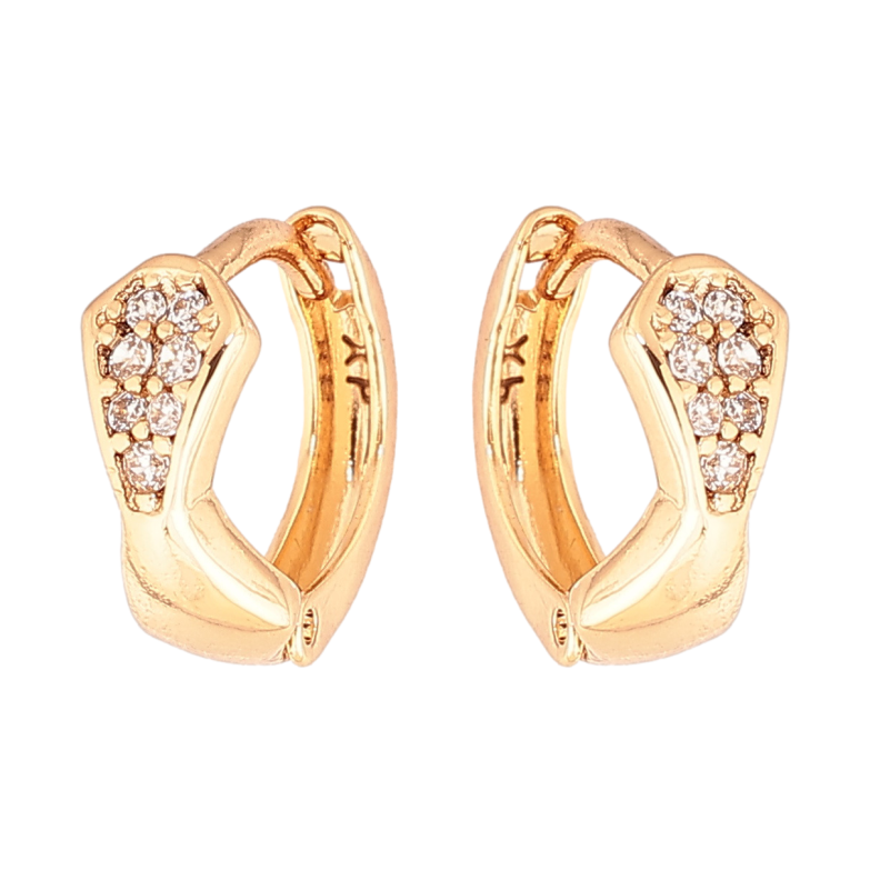 Сережки Xuping Позолота 18K колечка «Візерунок з кристалами» фото №1