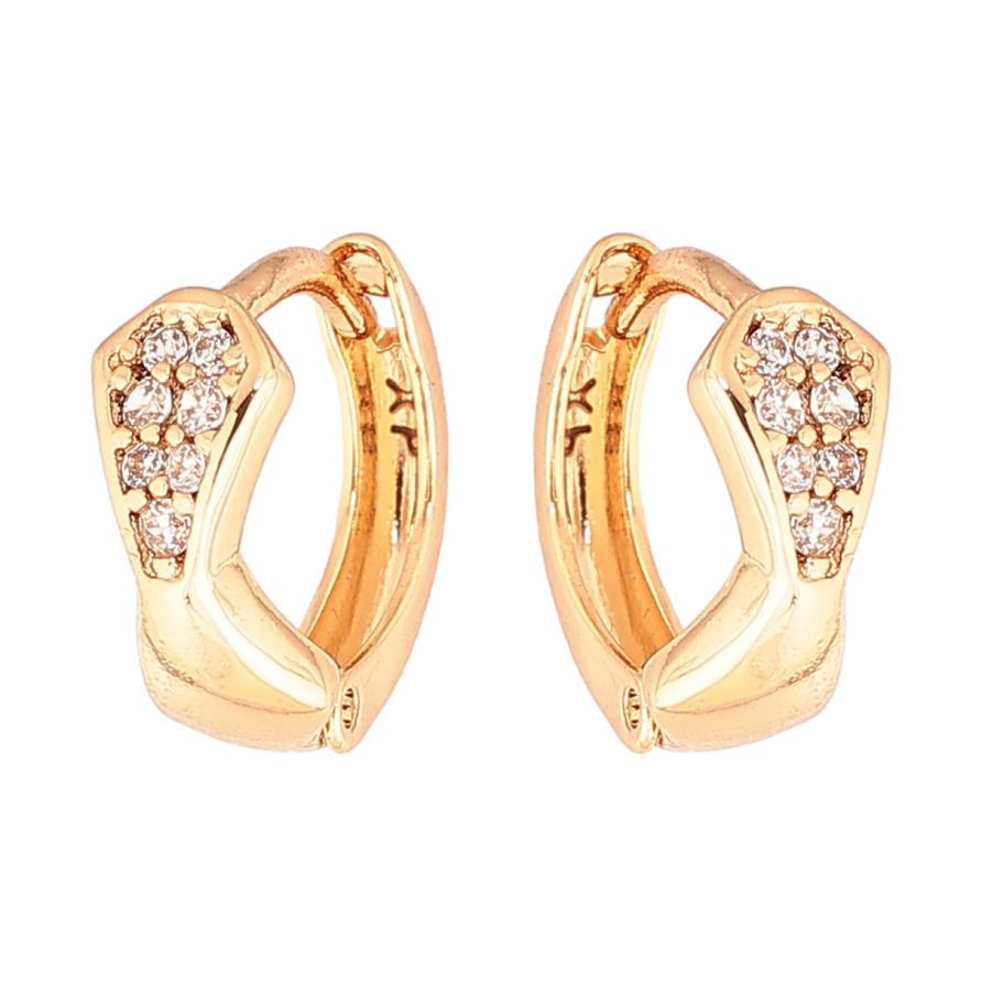 Сережки Xuping Позолота 18K колечка «Візерунок з кристалами» фото №1