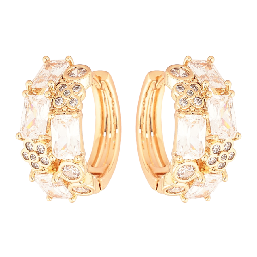 Сережки Xuping Позолота 18K колечка «Інкрустація кристалами» фото №1